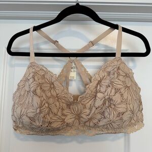 Aerie Floral Lace Bralette in Beige